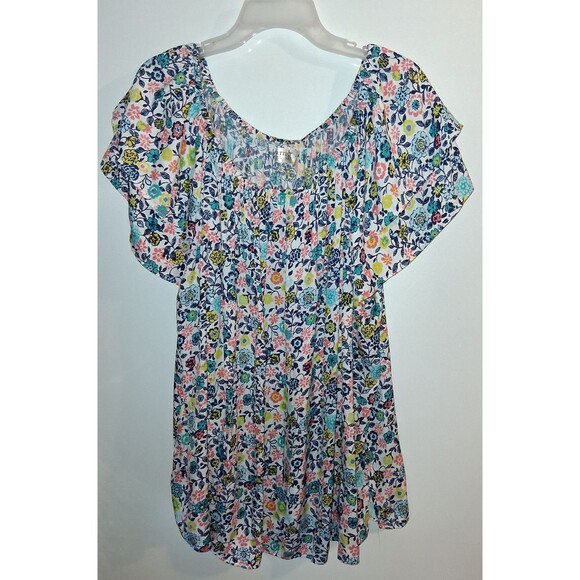 Terra & Sky White Floral Short Sleeve Blouse Sz 2X - Picture 1 of 3